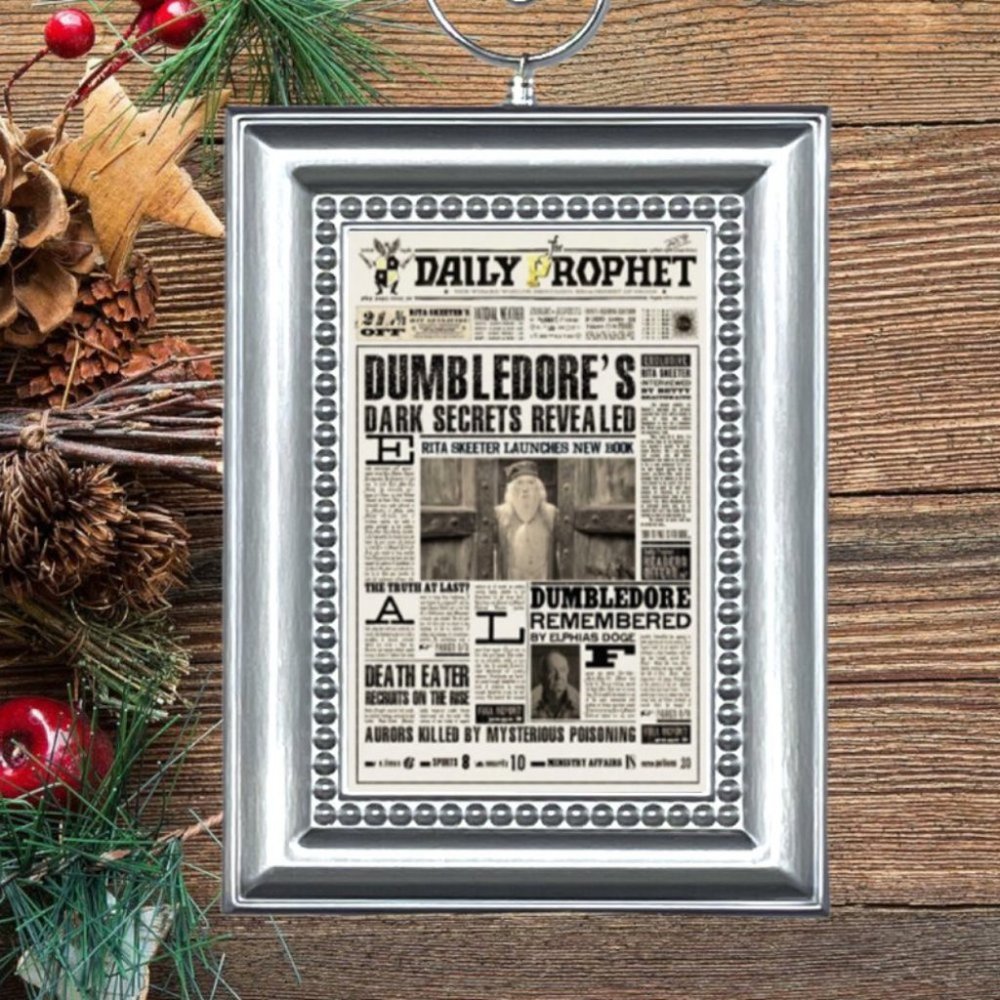 Harry Potter Professor Dumbledore DAILY PROPHET Christmas Tree Ornament
